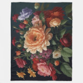 BlumenBouquet-Malerei auf dunklem Hintergrund Fleecedecke (Vorderseite)