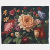 BlumenBouquet-Malerei auf dunklem Hintergrund Fleecedecke (Vorderseite (Horizontal))