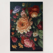 BlumenBouquet-Malerei auf dunklem Hintergrund Puzzle (Vertikal)