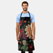 BlumenBouquet-Malerei auf dunklem Hintergrund Schürze (Getragen)