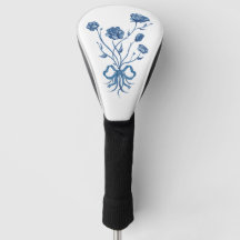 BlumenBouquet mit Blue Bow Golf Head Cover