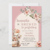 Blumenbrauen bis perfekten Kaffee Geburtstag Einladung (Vorderseite)
