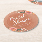 Blumenbraun Holz Rustikales Brautparty Runde Runder Pappuntersetzer (Angewinkelt)