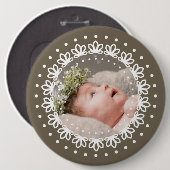 Blumenbraun, personalisierter Klassiker Button (Vorne & Hinten)