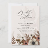Blumenbraun Rosa Brautparty Einladung (Vorderseite)