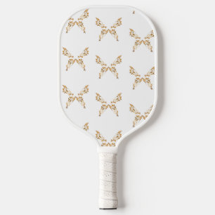 Blumenbraun-Schmetterlinge auf weiß Pickleball Schläger
