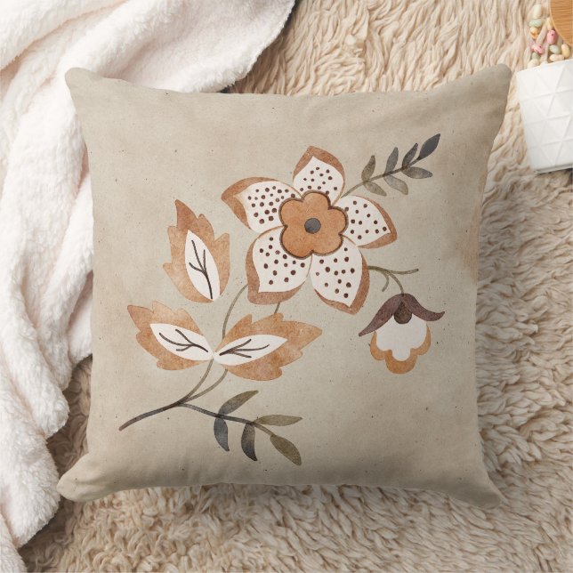 Blumenbraun und Tan-Kissen Kissen (Decke)