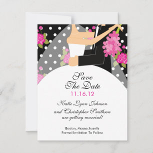 Blumenbraut-u. Bräutigam-Save the Date Einladung