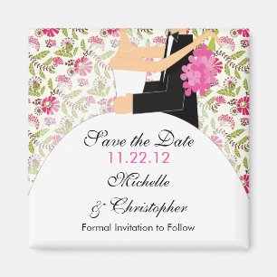 Blumenbraut-u. Bräutigam-Save the Date Magnet