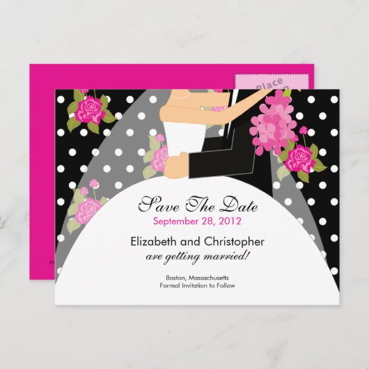 Blumenbraut und Bräutigam Save the Date Einladung (Vorne/Hinten)