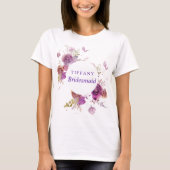 Blumenbrautjungfer des lila Watercolor T-Shirt (Vorderseite)