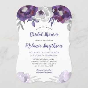 BlumenBrautparty 3963 des lila Watercolor Einladung