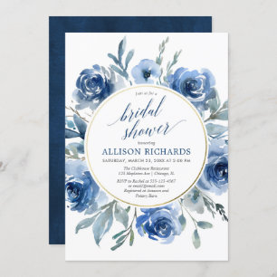 BlumenBrautparty des eleganten blauen Wreath Einladung