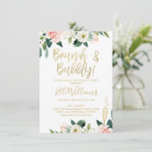 Blumenbridal & Bubbly Bridal Dusche Einladung (Stehend Vorderseite)