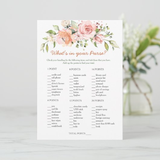 Blumenbridal-Spiel/Hochzeitsscramble Einladung (Stehend Vorderseite)