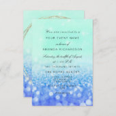 Blumenbridal zum Geburtstag Blu Glitzer am Strand Einladung (Vorne/Hinten)
