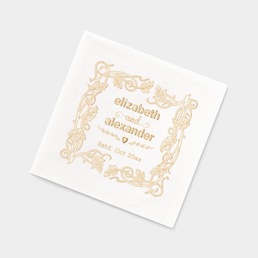 Blumenbride-Namen Hochzeitscouch Servietten Mit Folie (Links)