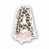 Blumenbrief A Erstname Leopard Cheetah Print Aufkleber (Vorderseite)