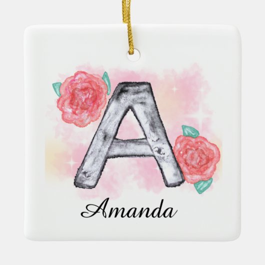 Blumenbrief A Keramikornament (Vorderseite)