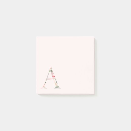 Blumenbrief "A" Monogramm Post-it Klebezettel (Vorderseite)