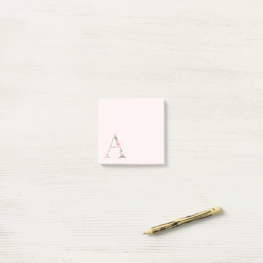 Blumenbrief "A" Monogramm Post-it Klebezettel (Auf Schreibtisch)