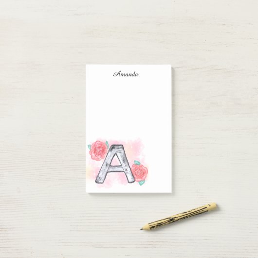 Blumenbrief A Post-it Klebezettel (Auf Schreibtisch)