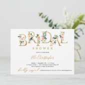 Blumenbrief-Brautparty aus Bohemischer Goldfolie Einladung (Stehend Vorderseite)