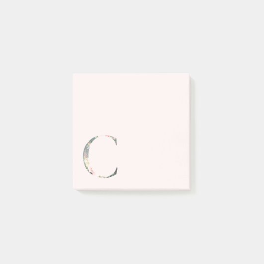 Blumenbrief "C" Monogramm Post-it Klebezettel (Vorderseite)