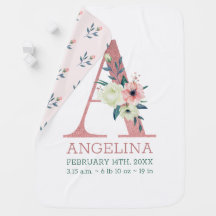 Blumenbrief Ein rosa Mädchen Name und Geburtsstund