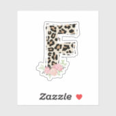 Blumenbrief F Erstname Leopard Cheetah Print Aufkleber (Blatt)