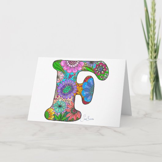 Blumenbrief F-Grußkarte - Leere Innenseite Karte (Vorderseite)