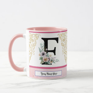 Blumenbrief F – Personalisierte Kaffeetasse mit Na