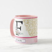 Blumenbrief F – Personalisierte Kaffeetasse mit Na (Vorderseite Links)