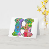 Blumenbrief H - Grußkarte - Leere Innenseite Karte (Gelbe Blume)