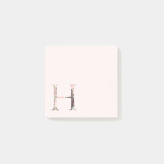 Blumenbrief "H" Monogramm-Notizen Post-it Klebezettel (Vorderseite)