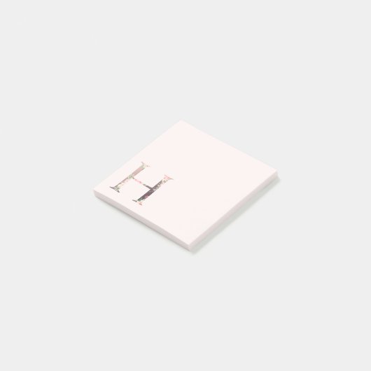 Blumenbrief "H" Monogramm-Notizen Post-it Klebezettel (angewinkelt)