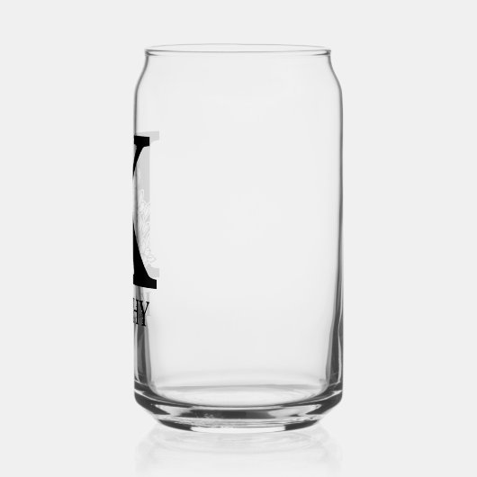 Blumenbrief K Monogramm und Personalisierter Name Dosenglas (Links)