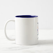 Blumenbrief L Navy Blue Monogram Zweifarbige Tasse (Links)