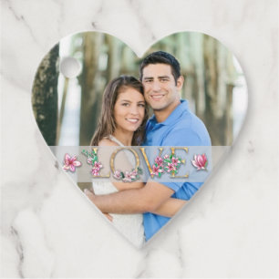 Blumenbrief-LIEBE mit Paaren Foto Herz Geschenkanhänger