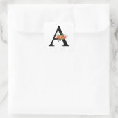 Blumenbrief | PERSONALISIERT MIT MONOGRAMM Quadratischer Aufkleber (Tasche)