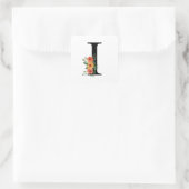 Blumenbrief | PERSONALISIERT MIT MONOGRAMM Quadratischer Aufkleber (Tasche)
