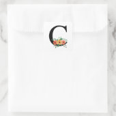 Blumenbrief | PERSONALISIERT MIT MONOGRAMM Quadratischer Aufkleber (Tasche)