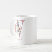 Blumenbrief Pink Initial W Kaffeetasse (Vorderseite Links)