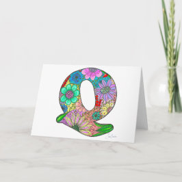 Blumenbrief Q Grußkarte - Leere Innenseite Karte