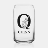 Blumenbrief Q Monogramm und Personalisierter Name Dosenglas (Vorderseite)