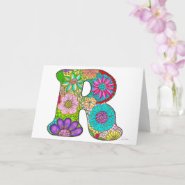 Blumenbrief R Grußkarte - Leere Innenseite Karte