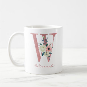 Blumenbrief Rosa Anfangsbuchstabe W Kaffeetasse