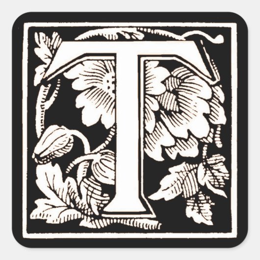 Blumenbrief "T" - Aufkleber (Vorderseite)