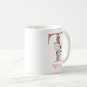 Blumenbrief T Initial - Rosa und Elfenbein Bouquet Kaffeetasse (VorderseiteRechts)