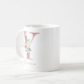 Blumenbrief Y Initial - Pink und Ivory Bouquet Kaffeetasse (Vorderseite Links)